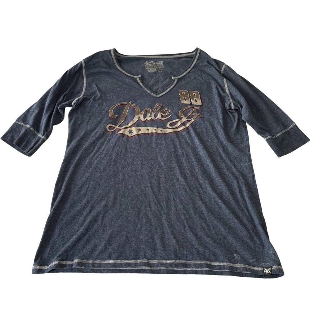 Dale Earnhardt Jr 88 NASCAR Womens 1X Chase Authentics 3/4‎ Sleeve V-Neck Y2K